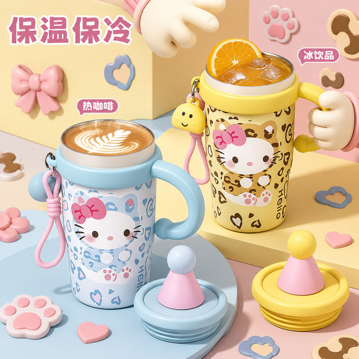 少女心小猫保温杯4136