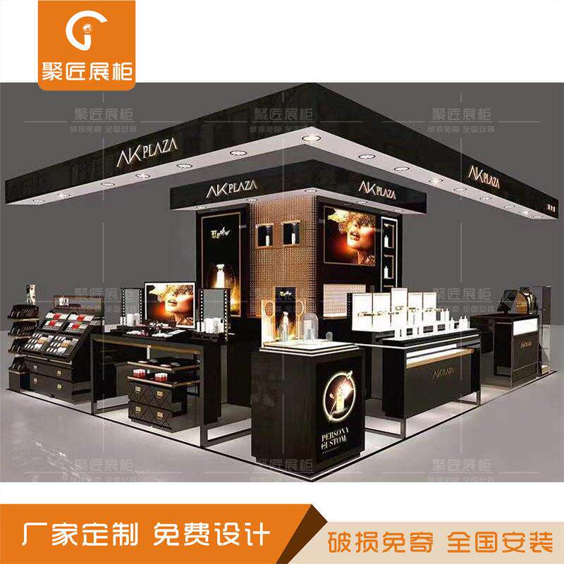 商楼下美瞳网红柜台口红展彩妆矮柜异形外框架环岛护肤品柜聚匠定
