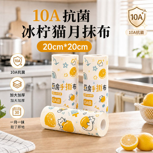 10A抗菌加厚月抛抹布干湿两用厨房吸水懒人清洁手撕抹布吸油JH2
