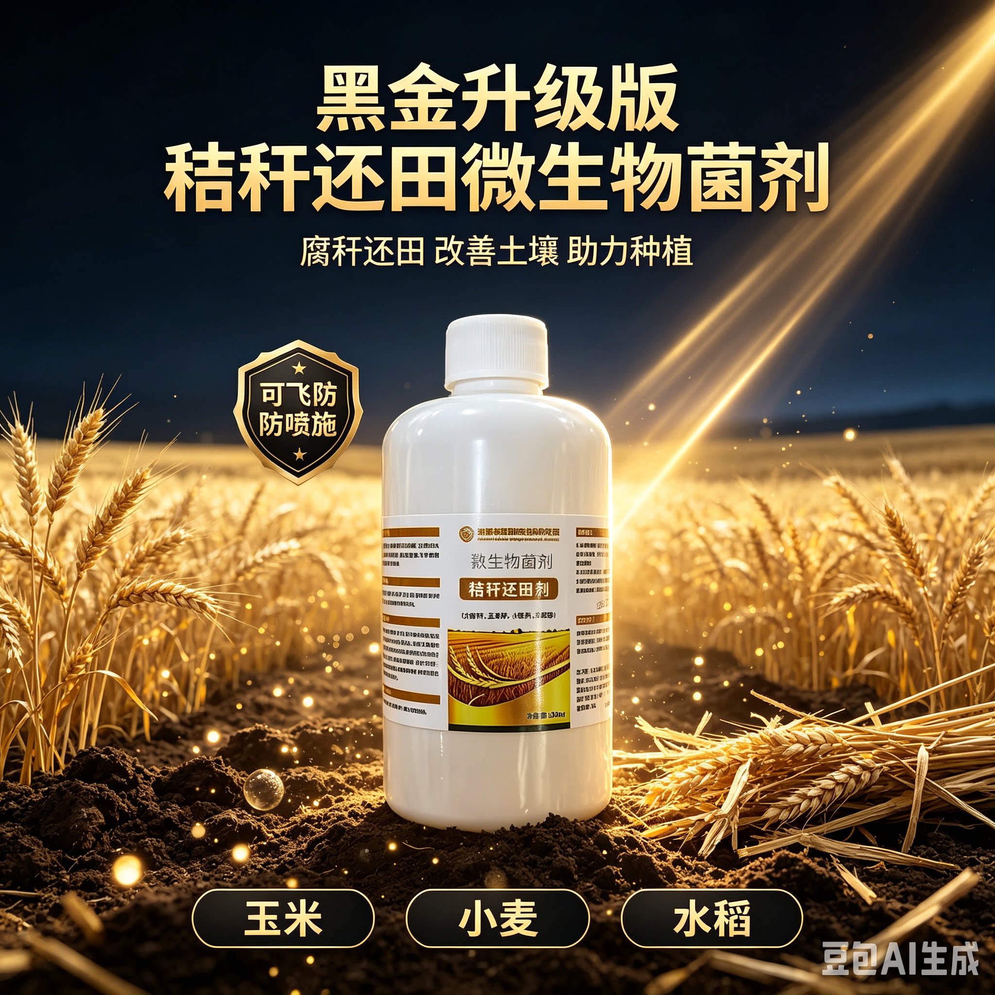 正品黑金升级版秸秆微生物菌剂可飞防喷施用玉米小麦水稻秸秆JH