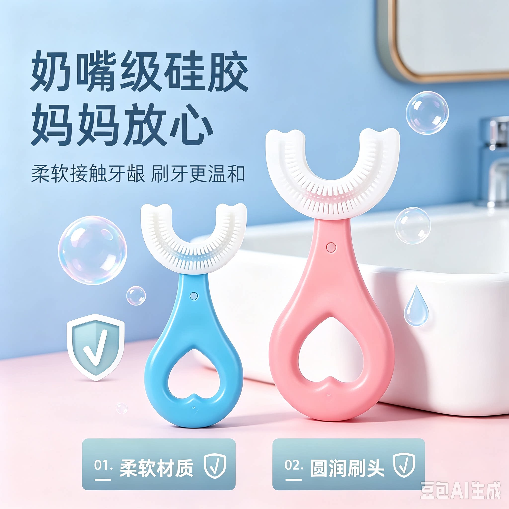 儿童U型牙刷宝宝牙刷2-12岁软毛硅胶护理婴幼儿护齿可爱洁牙器JM