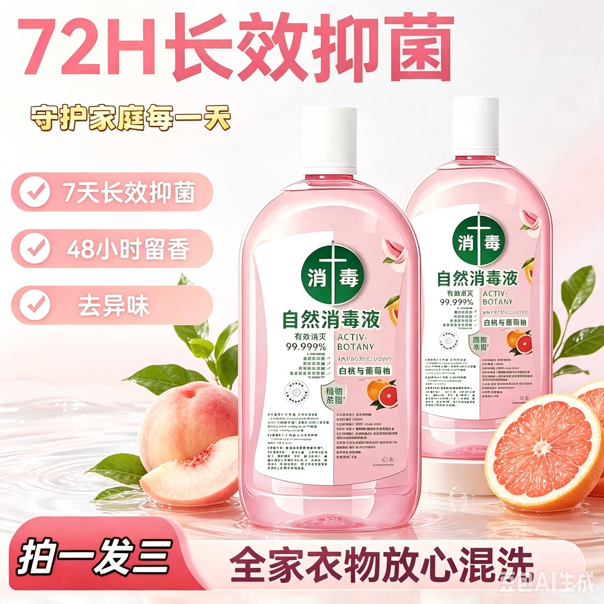 【抢!拍一发三】消毒液洗衣杀菌多用婴幼儿温和植物洗衣留香JM