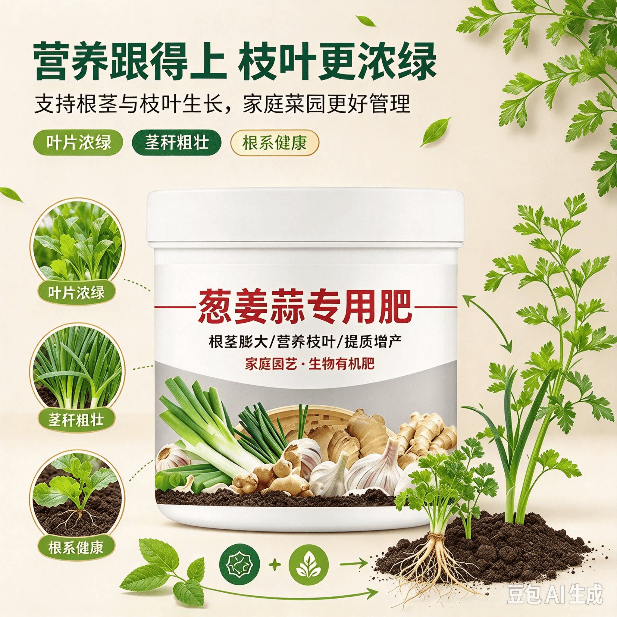 葱姜蒜专用肥料果蔬绿植大葱生姜种菜颗粒缓释微生物肥料JH2