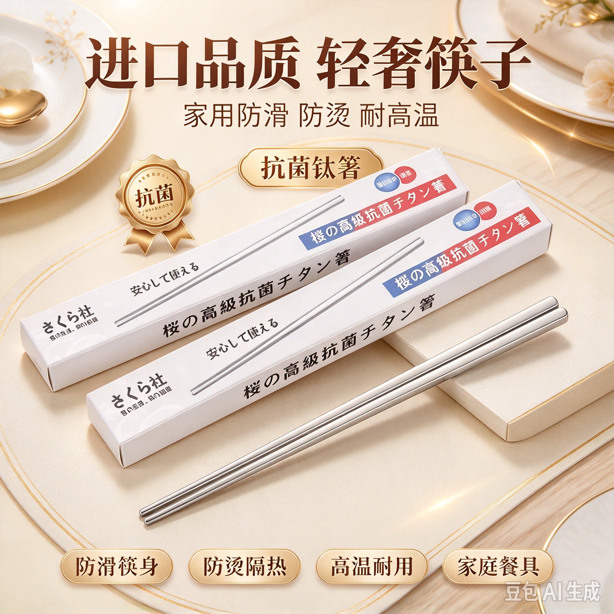 【抗菌材质】进口品质轻奢筷子家用防滑防烫耐 高温JH