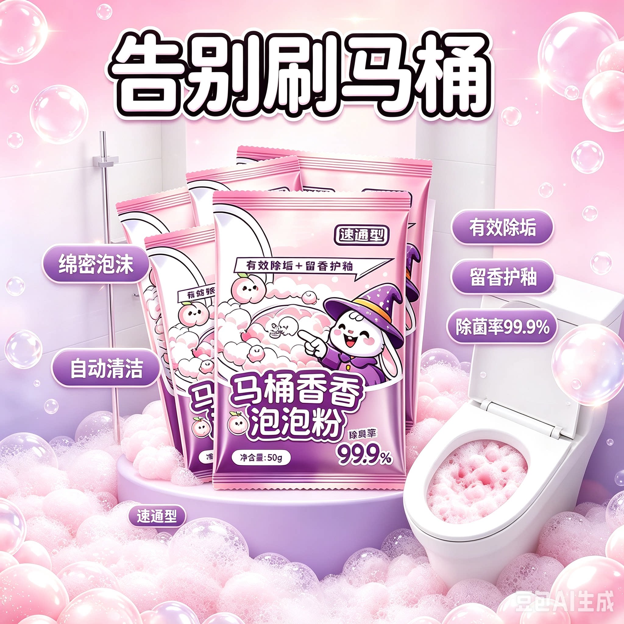 【自动清洁】马桶香香泡泡粉马桶除垢泡沫去黄去污除异味去渍JH