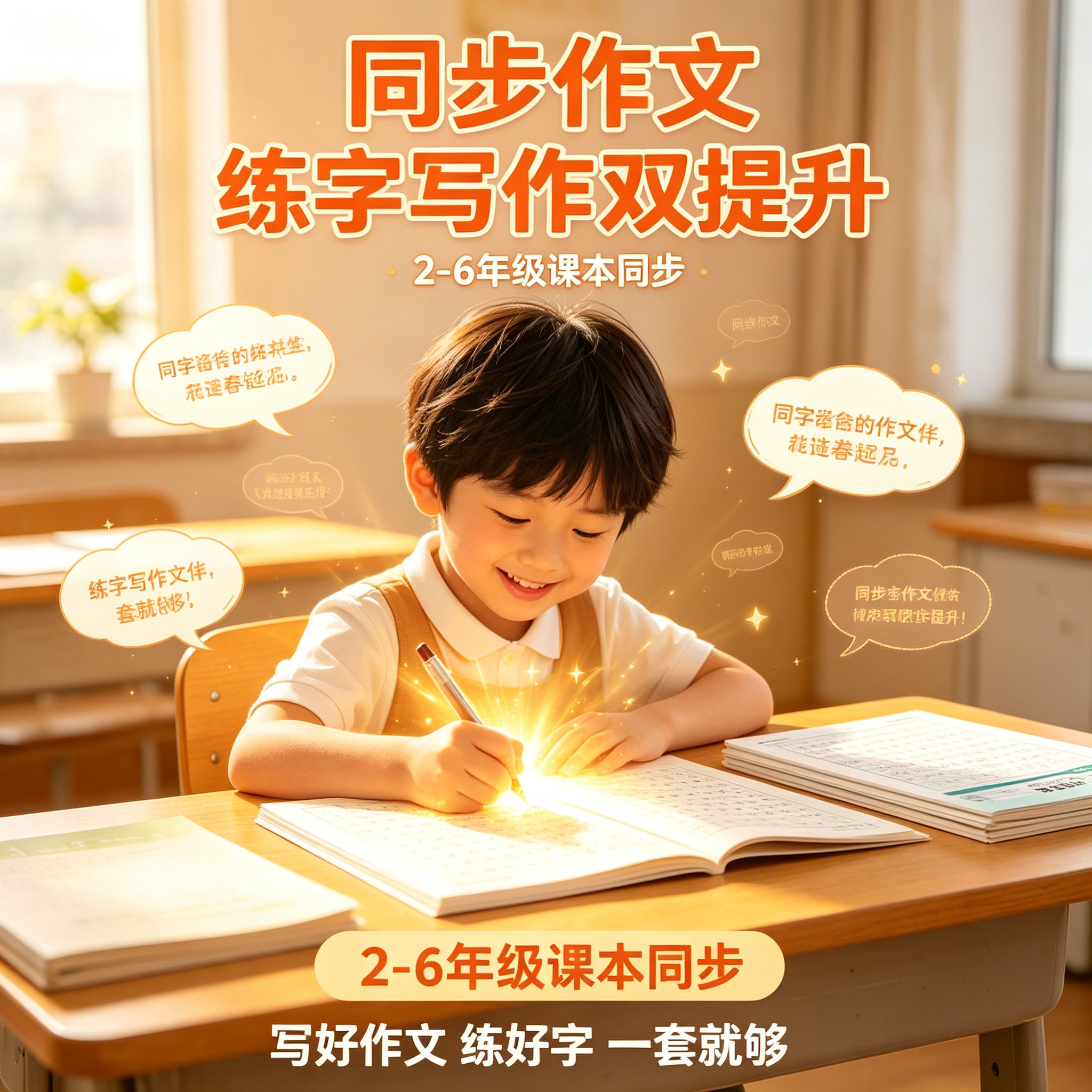 【课本同步】小学2-6年级语文同步作文练字帖实用优秀作文JM