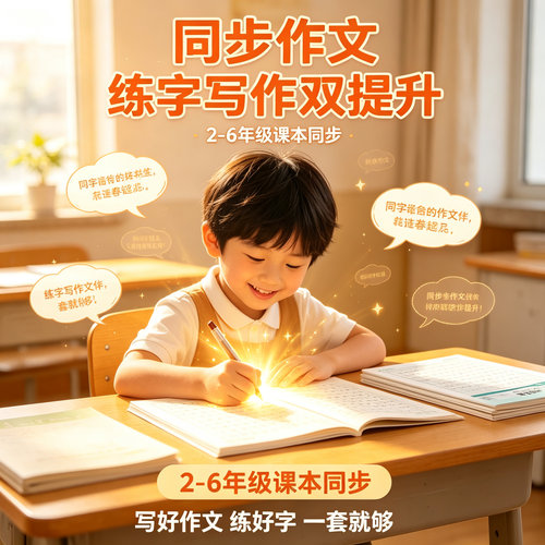 【课本同步】小学2-6年级语文同步作文练字帖实用优秀作文JM
