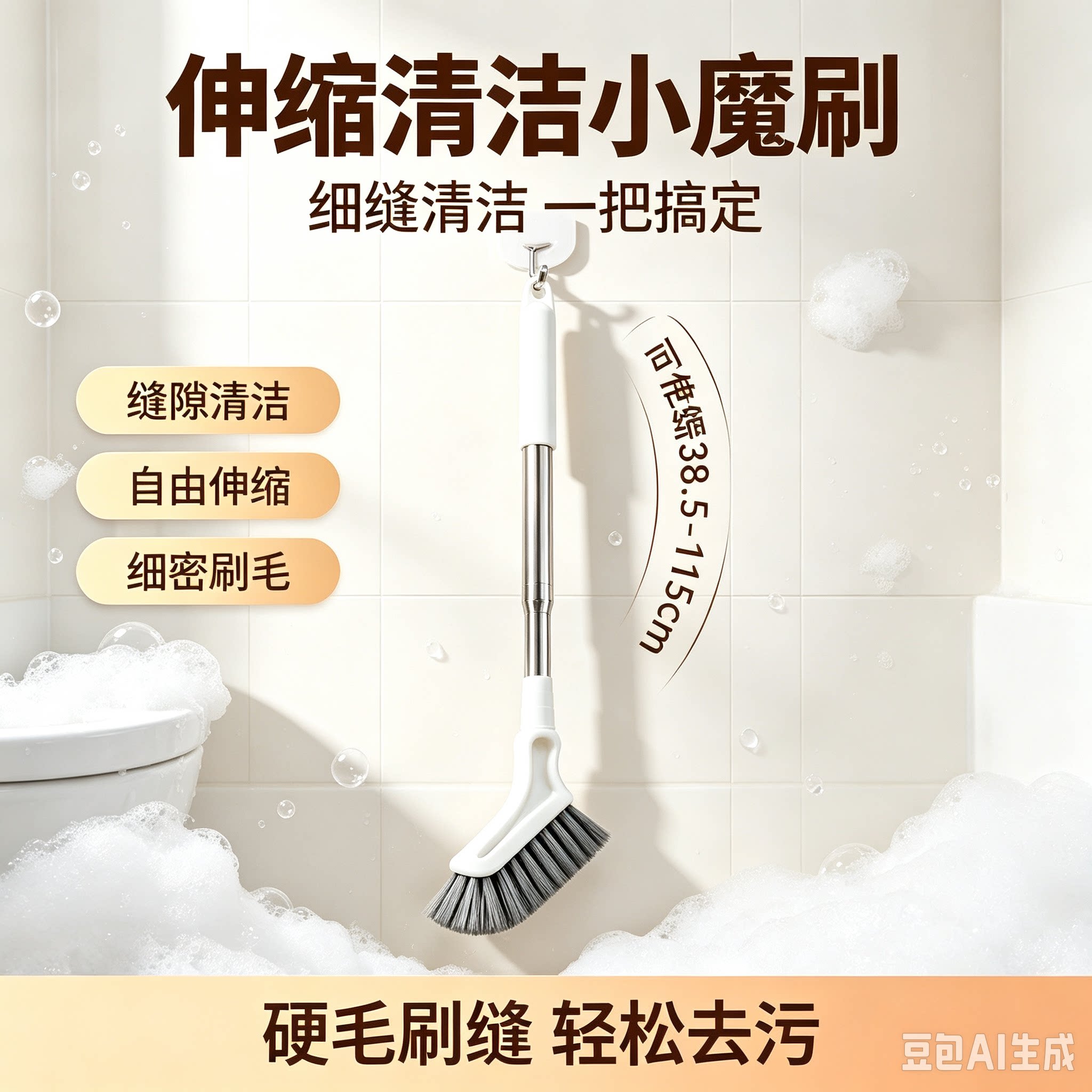 伸缩清洁小魔刷家用窗缝地缝清洁刷卫生间浴室长柄缝隙刷JM2