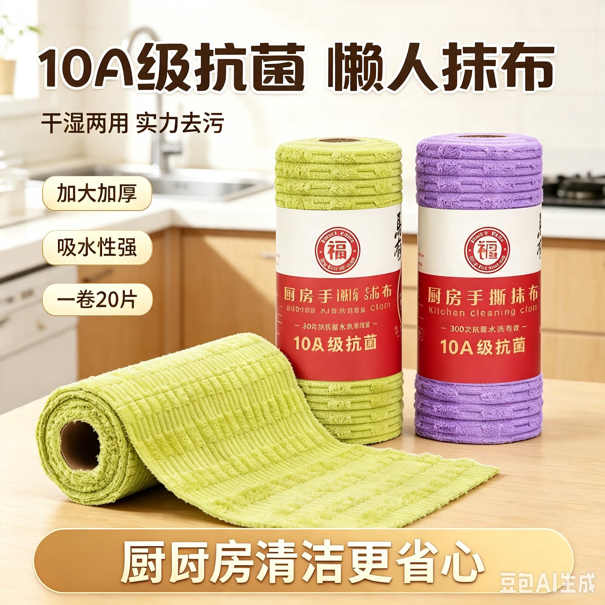【10A抗菌抹布】厨房纸巾不易沾油污加厚水洗懒人洗碗巾百洁布JM