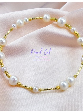 极光AK珍珠手镯14K色简约百搭灵动假日穿搭时尚闺蜜节日生日礼物