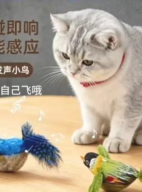 宠物玩具仿真小鸟发声麻雀猫咪逗猫叫叫鸟发声解闷自嗨宠物用品dy