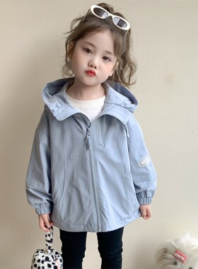 采购产品女孩的夹克为春季和秋季2025，新时尚的纯色连帽标签夹克