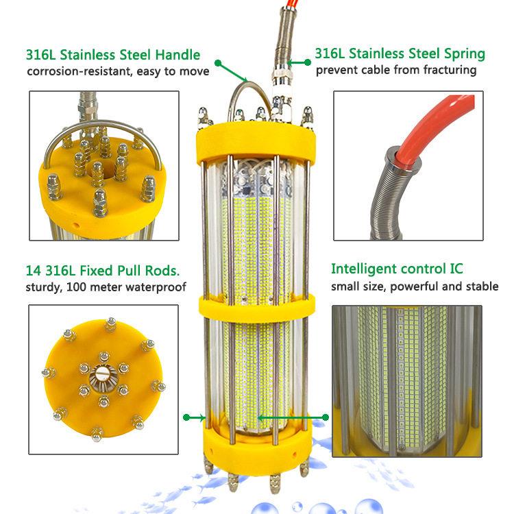 捕鱼灯网箱养殖灯海洋牧场智能集鱼灯水下LED诱鱼灯绿光3000W