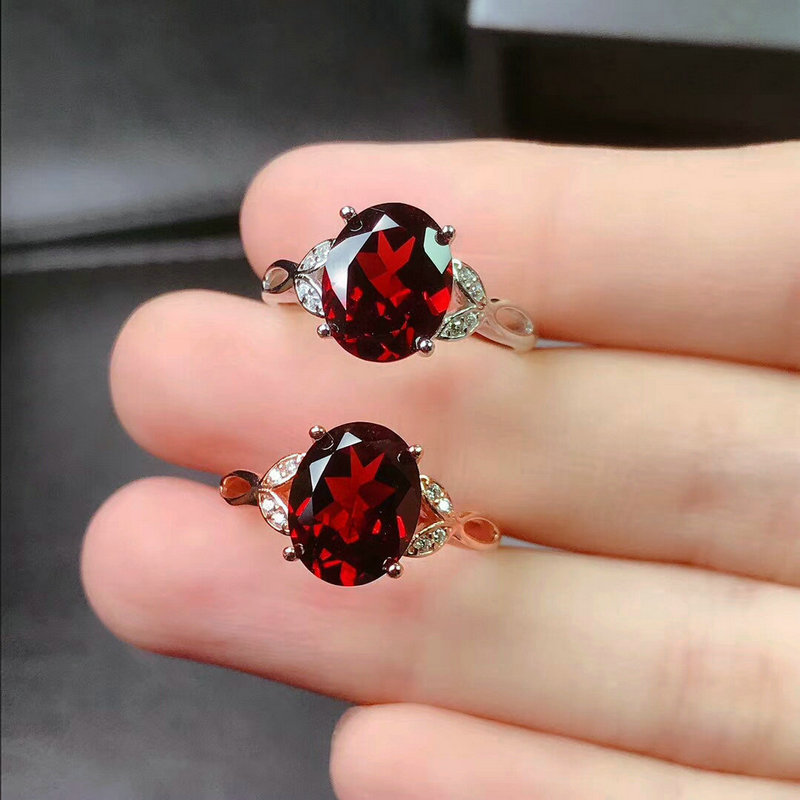 仿天然石榴石戒指女ins潮小众设计简约开口指环红色宝石彩宝饰品