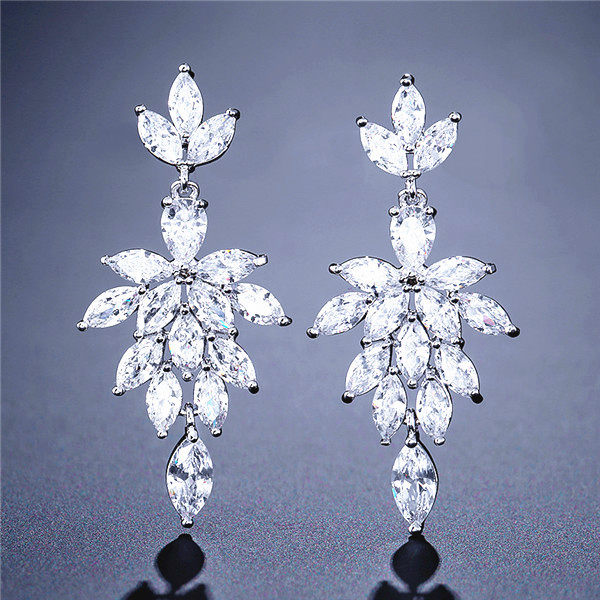 RAKOL 韩版精美气质优雅几何花卉耳环女精致轻奢微镶锆石新娘耳饰