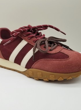 意尔康女鞋2025秋季新款复古红色磨砂真皮运动休闲双鞋带德训鞋潮