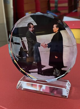 周恩来水晶摆设纪念品礼物收藏品周总理画像工艺品模型装饰品摆件