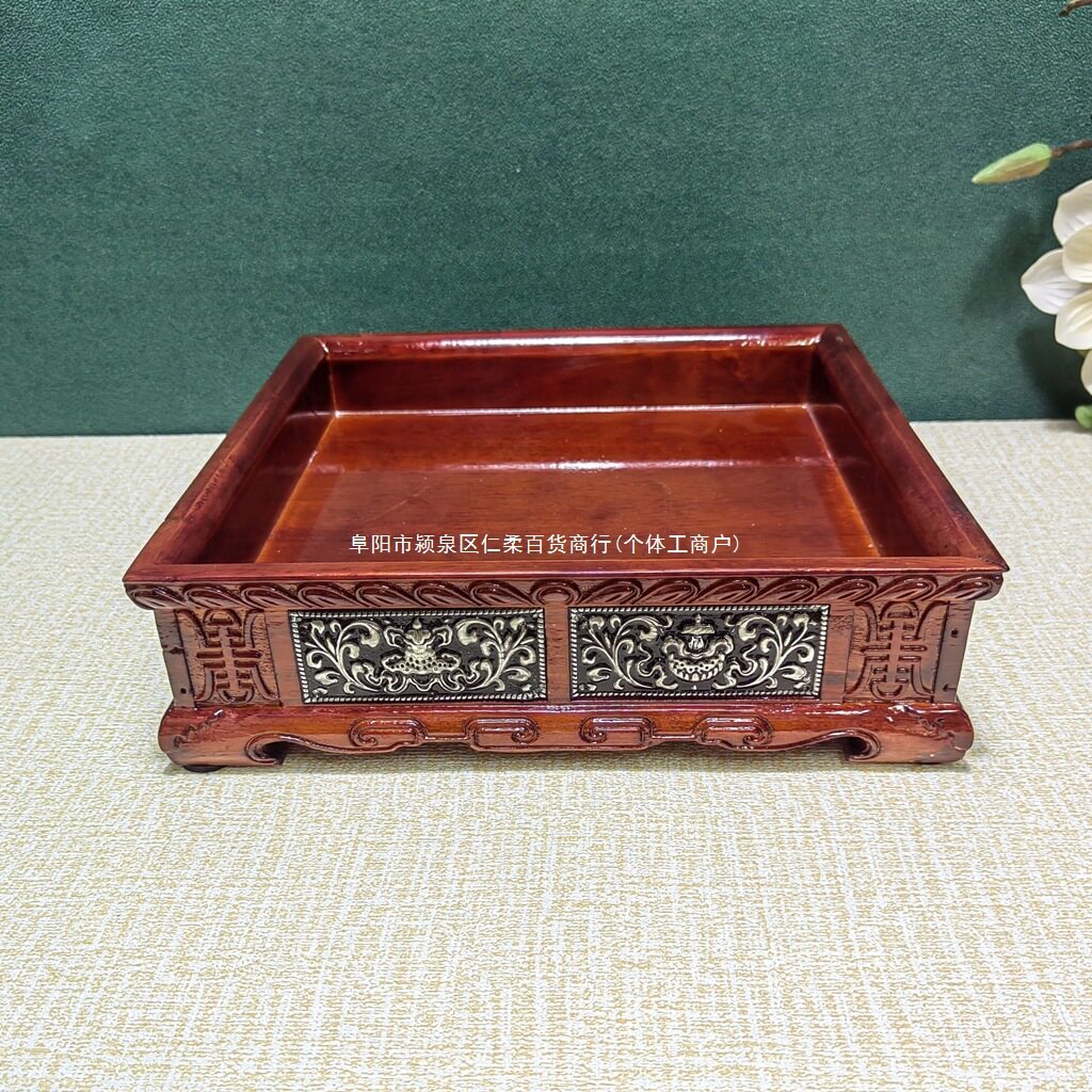 藏式八宝实木盘 蒙古烤羊盘手把肉盘子全羊盘 蒙餐餐具复古雕刻盘