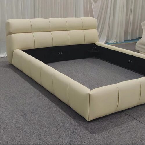 意大利极简牛皮大床现代简约头层皮软床日式双人泡芙床FABRIC BED