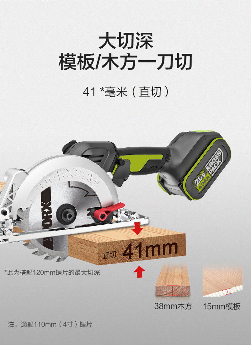 威克士电圆锯WU533无刷上锂电切割机多功能锯木工电锯手电动工具