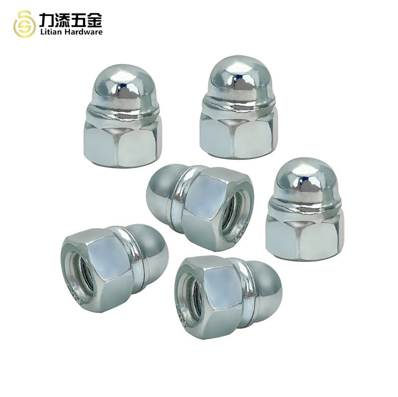 定制DIN986铁盖帽尼龙圈防松盖形螺母一体盖帽半圆球头锁紧螺丝帽图片