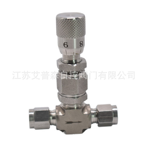 不锈钢卡套式微量调节阀角式计量微调阀刻度流量针型阀WL91H-320P