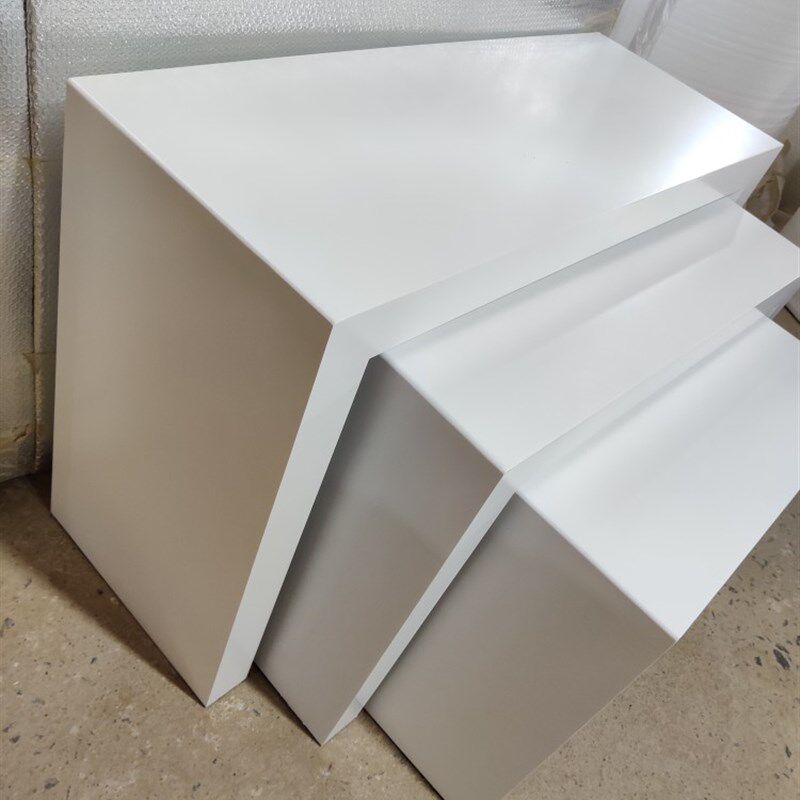 U型白色烤漆流水台展示台方台圆台中岛柜高低桌展示架体验桌定制
