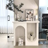 法式 饰柜 玄关桌入户走廊靠墙双拱形设计置物架隔断艺术网红白色装