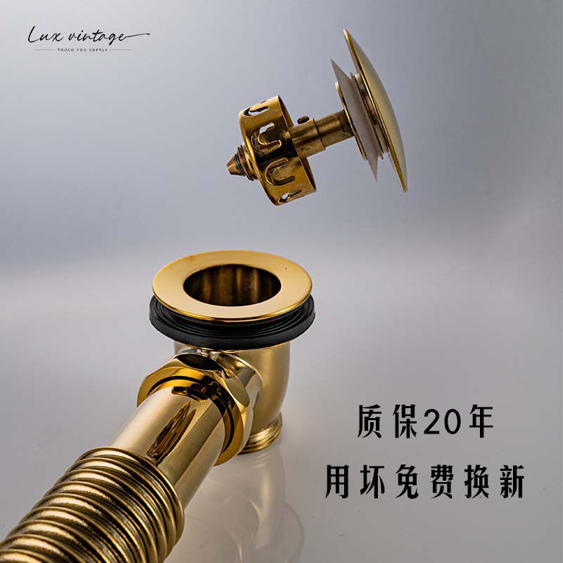 陶瓷浴缸防虫防臭提拉超薄下水器洗浴盆波纹管带螺纹弹跳芯下水管