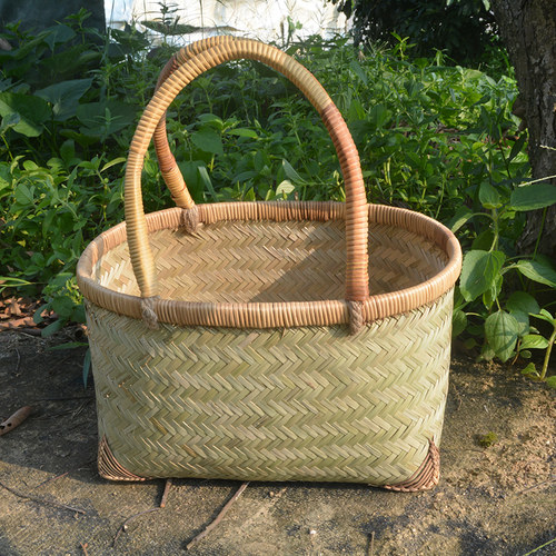 竹编手提收纳菜篮 采摘水果家用环保竹篮 购物篮厨房竹筐鸡蛋篮