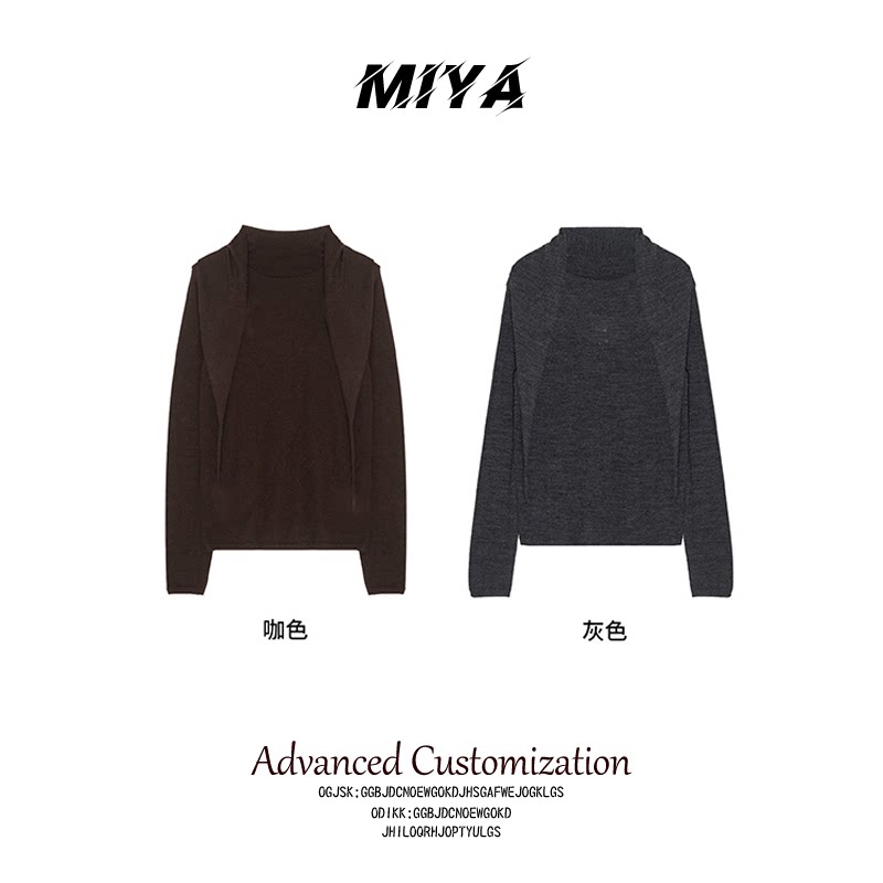 Amiya.100绵羊毛毛衫长毛针织衫