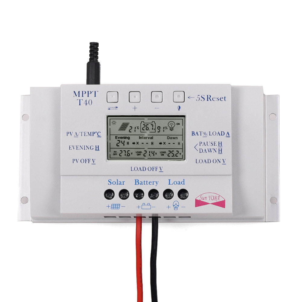 PWM双时段12V24V40A太阳能控制器T40液晶显示太阳能充电控制器