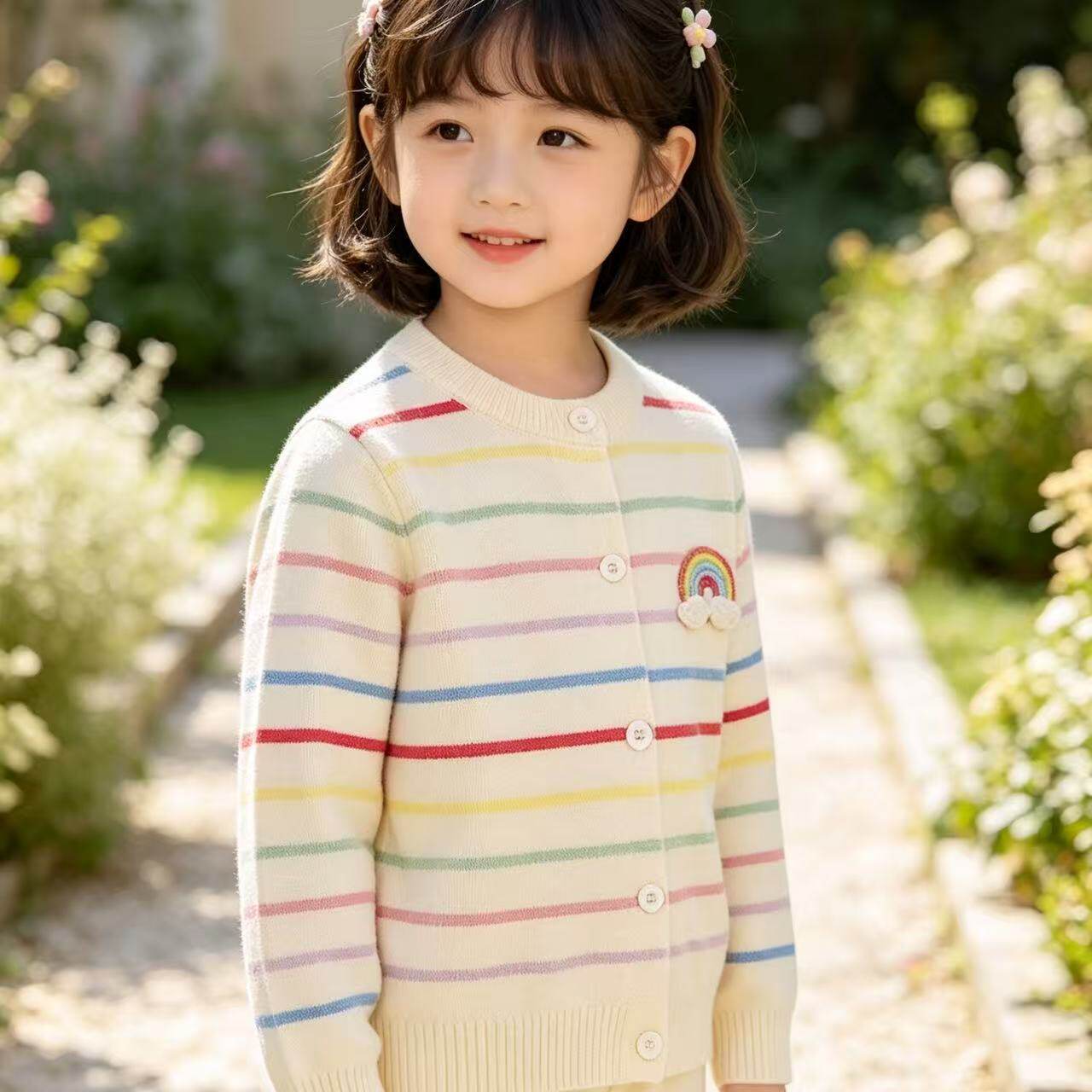 淘气堡女童毛衣开衫2026新款儿童秋冬款小童针织外套春秋季上衣