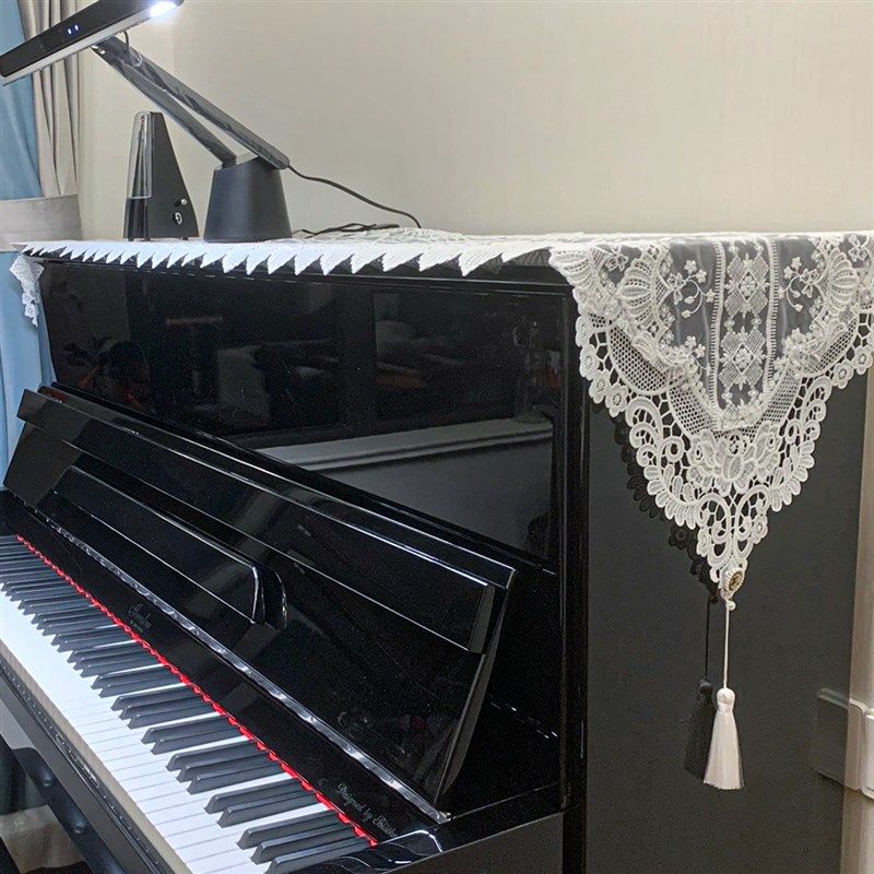 法式奶油风蕾丝钢琴盖布电钢琴顶披电子琴装饰防尘罩布轻奢高级感