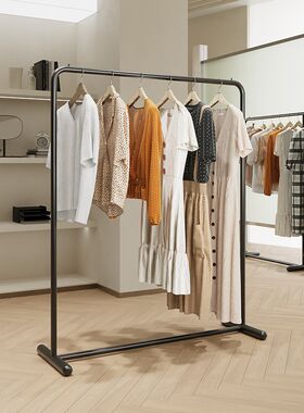 服装店落地衣架金属黑色简约网红风格加厚加粗女装店挂衣架展示架