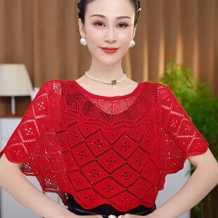 针织套头衫 防晒女士披肩女式 时尚 新款 夏日薄 空调短衫 免费胸针