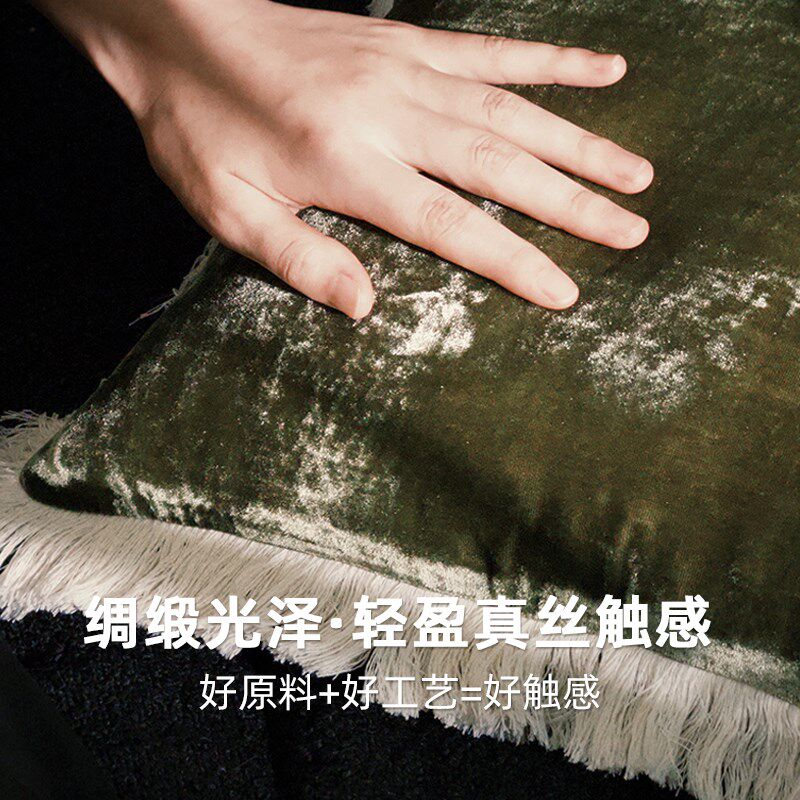 澜品浅渡排须花边中古丝绒抱枕靠枕中式客厅靠垫沙发腰枕靠背