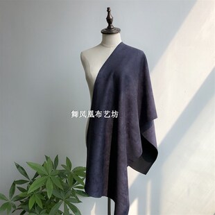 深灰色 仿鹿皮绒翻毛雪花绒鸡皮绒弹力布料 加厚麂皮绒空气层面料