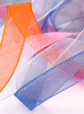 1cm宽透明装饰编帽子雪纱带勾缎带绸带10MM彩带丝带织帽子Diy手工