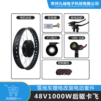 雪地车助力改装套件48V1000W后驱卡飞，JN 30A+V889彩屏仪表配置