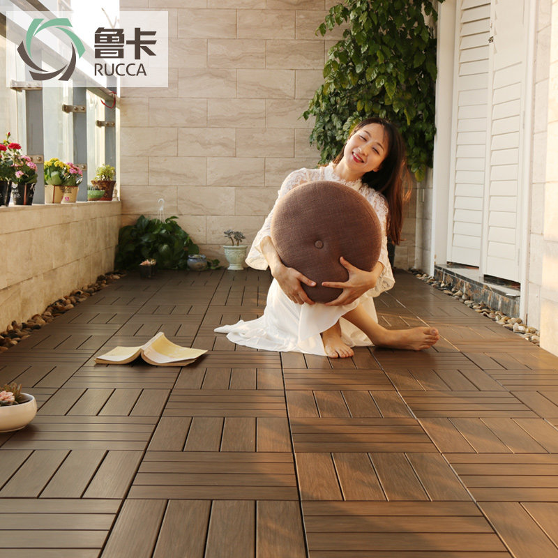 鲁卡生态木户外地板阳台木地板DIY 花园灰色塑木露台地板防腐木板