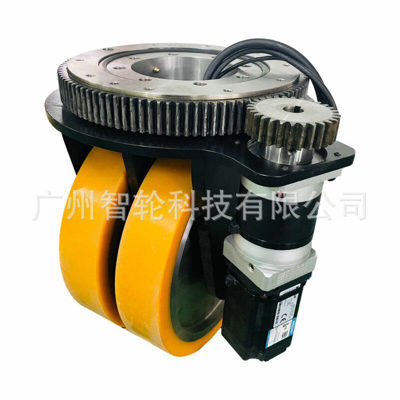 智轮科技5吨万向轮双聚氨酯轮面带转向电机厂家直供