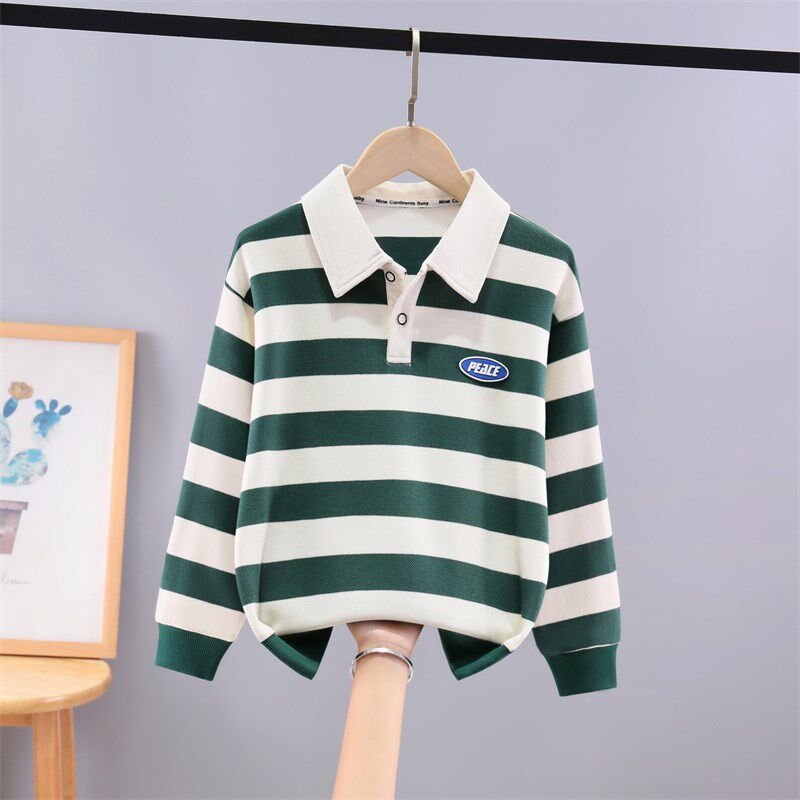 男童卫衣春秋薄款儿童Polo衫T恤长袖中大童洋气男孩翻领秋装上衣