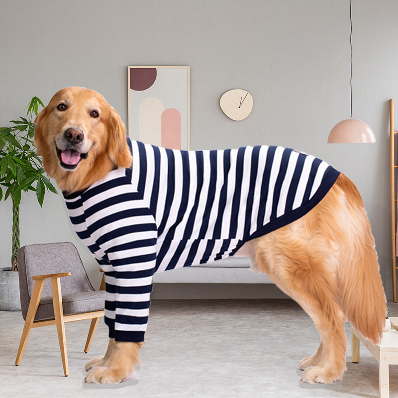宠物护肘衣中大型犬条纹金毛拉布拉多萨摩衣服秋冬两脚情侣装包邮