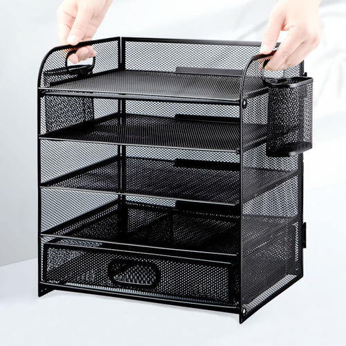 金属文件框五层抽屉式带笔筒多功能大容量桌面A4文件架多层可拆卸