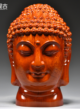花梨木雕新中式大号慈悲佛头佛首佛像禅意摆件玄关走廊佛系装饰品