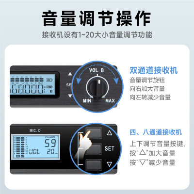 一拖八无线话筒耳麦头戴U段调频一拖四胸麦领夹式舞台演出麦克风