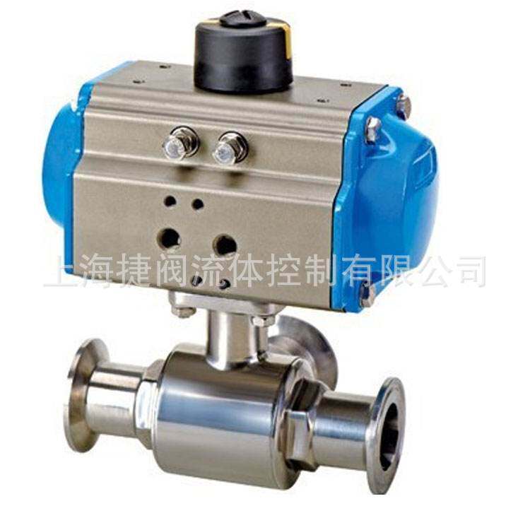 Q685F Q685F 气动不锈钢T型卫生级快装三通球阀 气动卡箍快装球阀