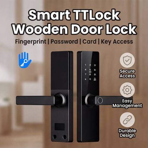 ttlock木门指纹锁免改孔密码锁