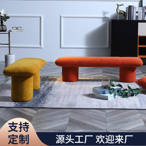 北欧设计师创意换鞋凳长板凳服装店布艺长条凳门口长凳实木沙发凳